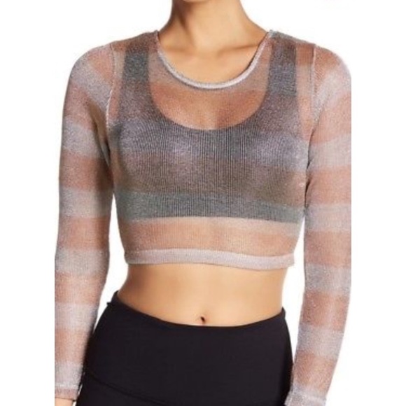 NWT SAM EDELMAN Metallic Crop Top Medium Rose Gold - Picture 1 of 6